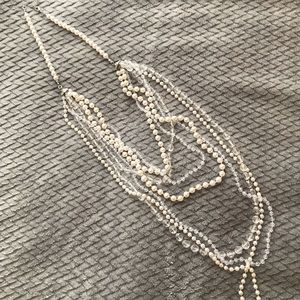 White and Clear Beaded Multi-Strand Necklace